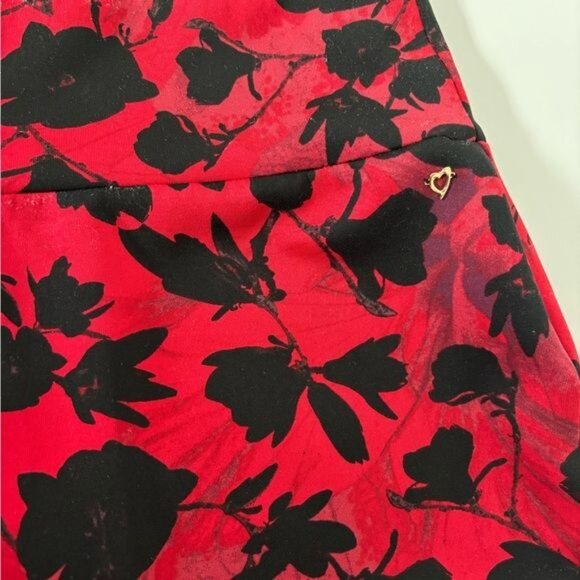 Thalia Sodi Skirt Extra Small Red Floral Stretch Whimsigoth Dark Academia Gothic - Picture 11 of 12